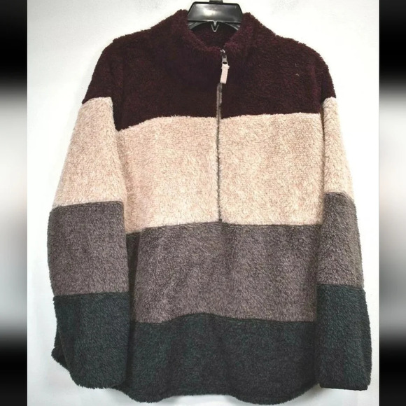 Maurices 1/2 zip sherpa longsleeve colorblock pullover womans size Medium - Picture 1 of 7